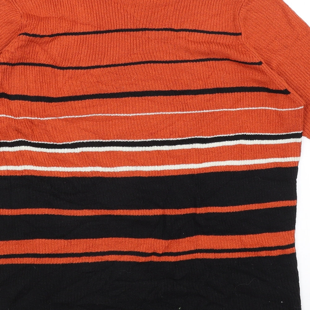 essence Womens Orange Striped  Basic T-Shirt Size 18