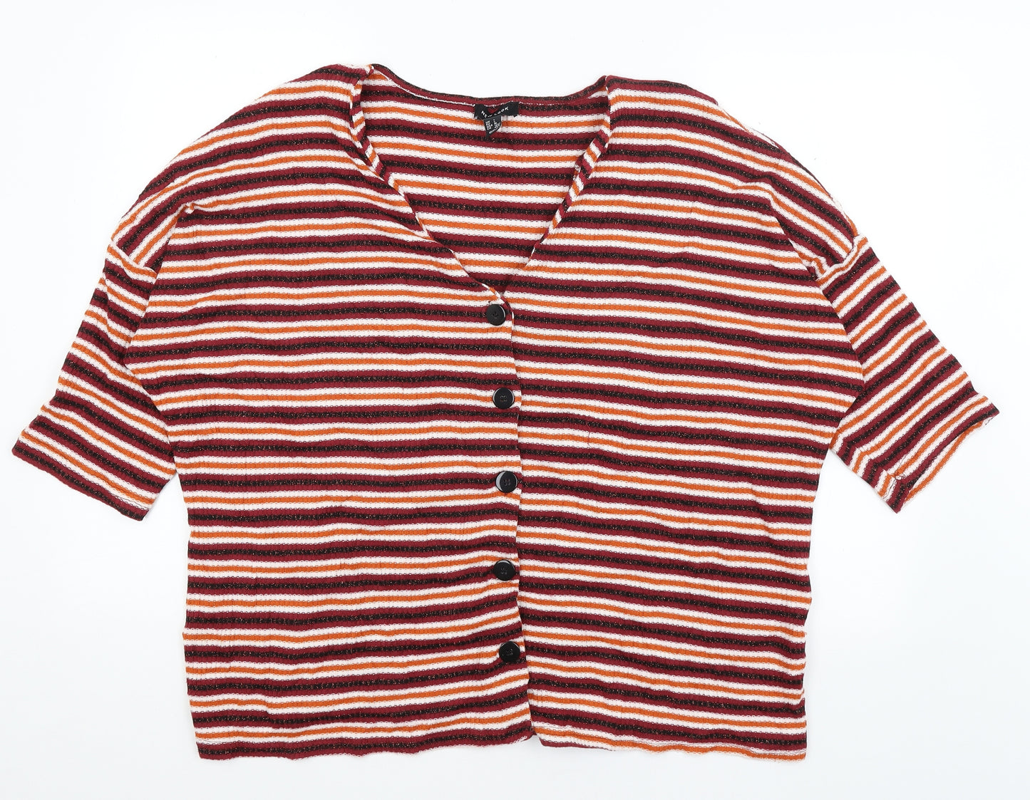 New Look Womens Red Striped  Cardigan Jumper Size L