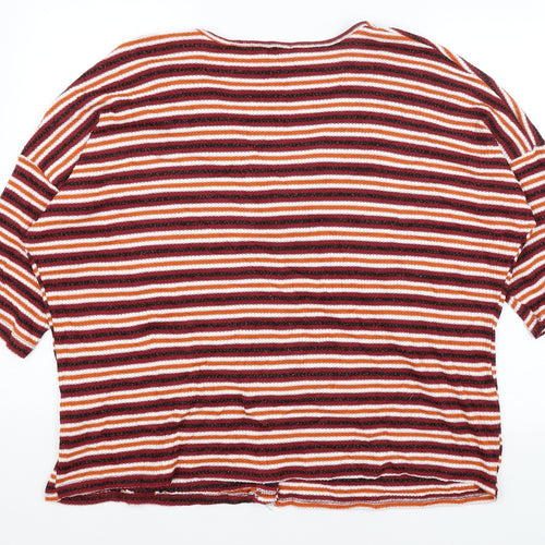 New Look Womens Red Striped  Cardigan Jumper Size L