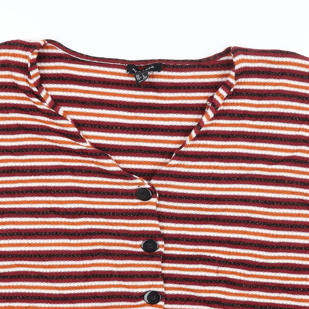 New Look Womens Red Striped  Cardigan Jumper Size L