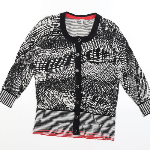 Per Una Womens Black Geometric  Cardigan Jumper Size 8