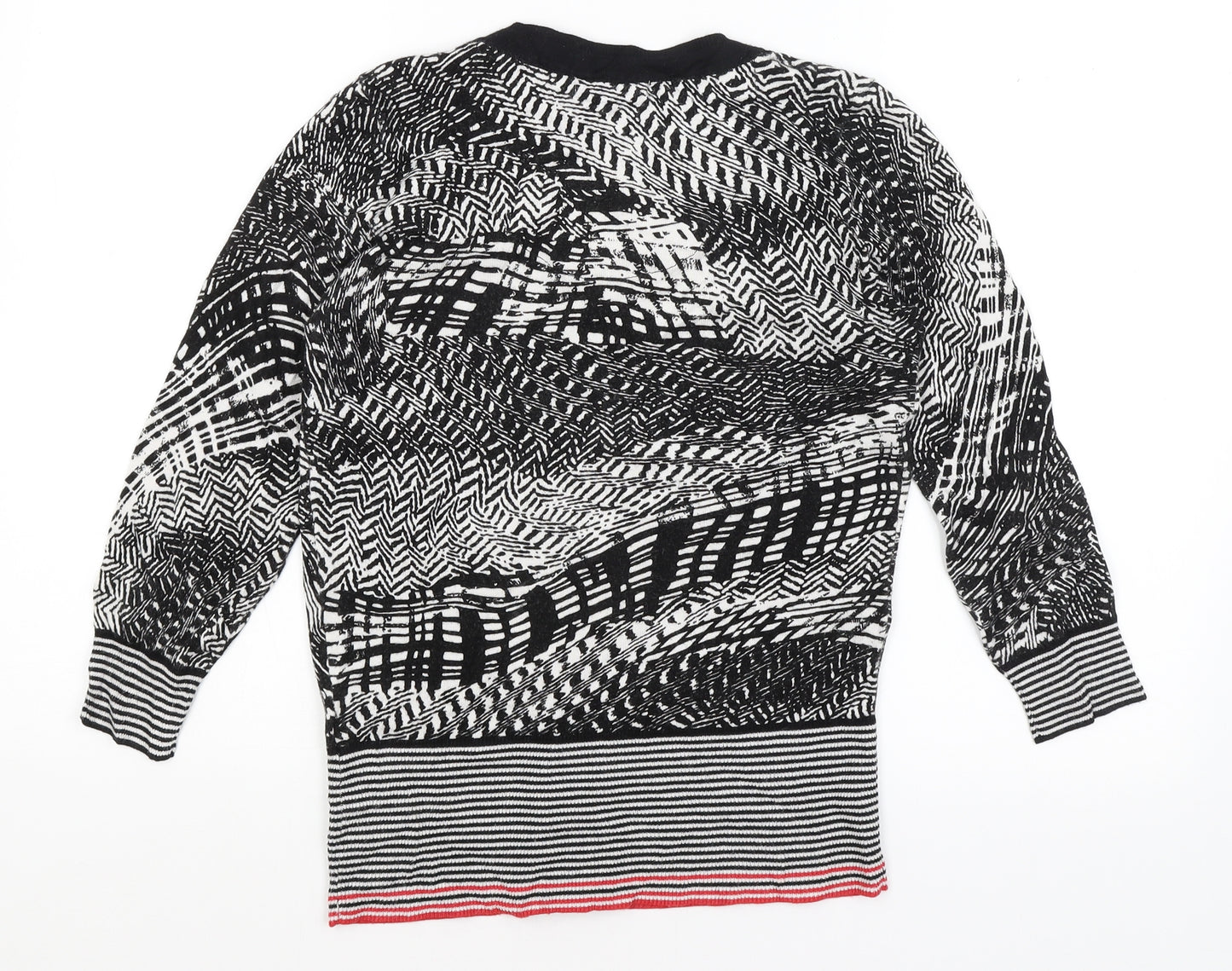 Per Una Womens Black Geometric  Cardigan Jumper Size 8