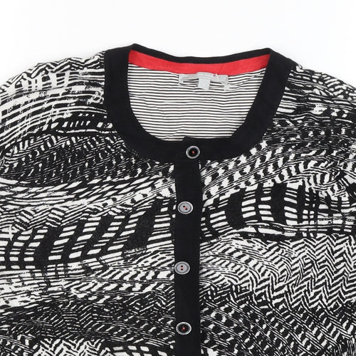 Per Una Womens Black Geometric  Cardigan Jumper Size 8