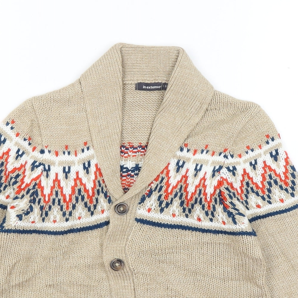 Inextenso Boys Beige   Cardigan Jumper Size 8 Years
