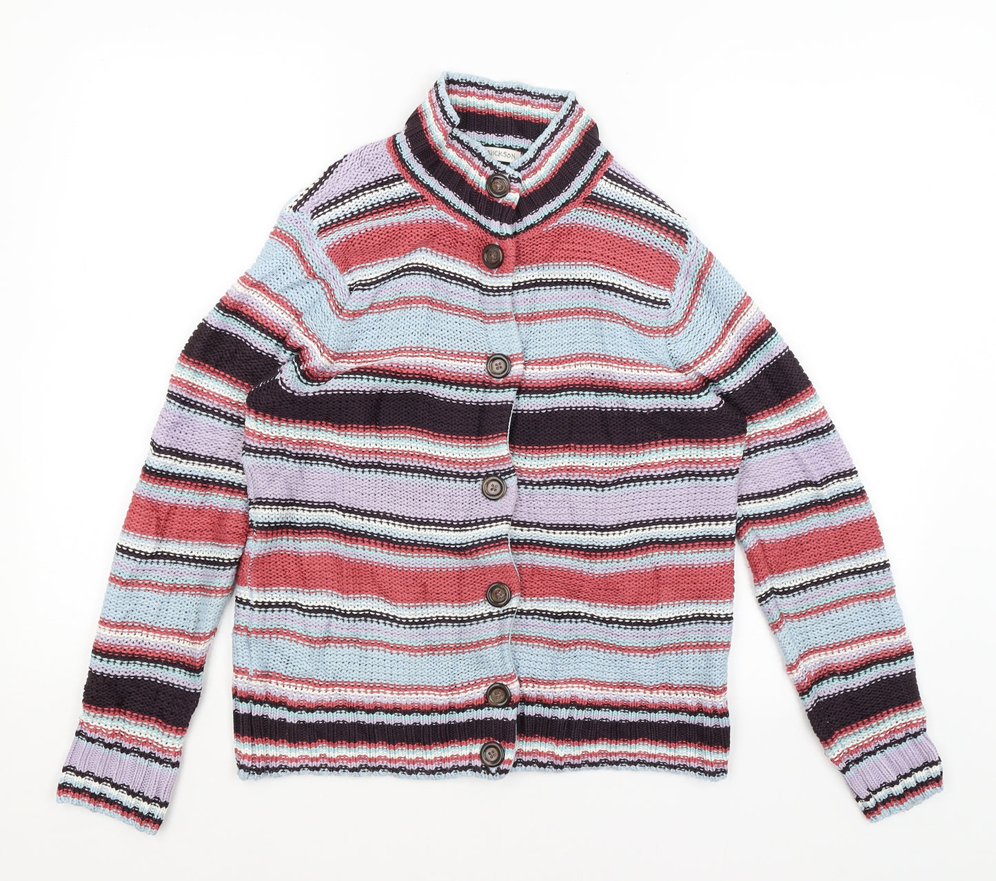 M&S Womens Blue Striped  Cardigan Jumper Size 12