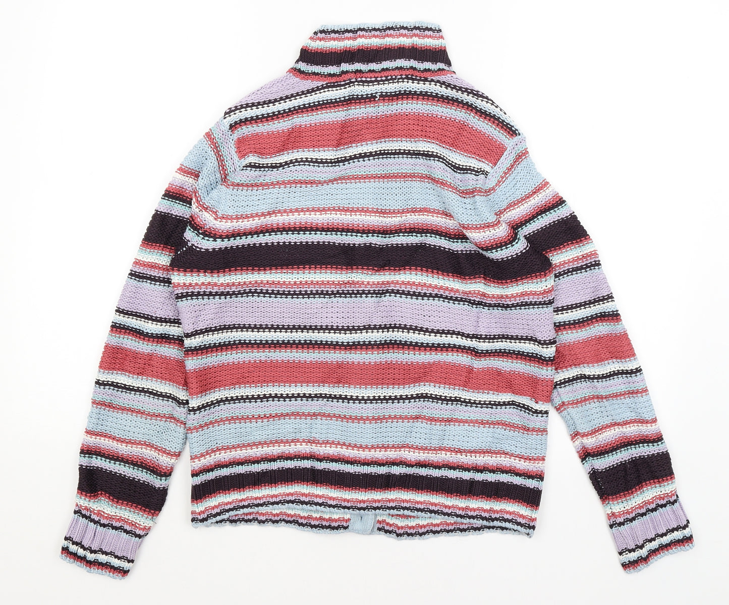 M&S Womens Blue Striped  Cardigan Jumper Size 12