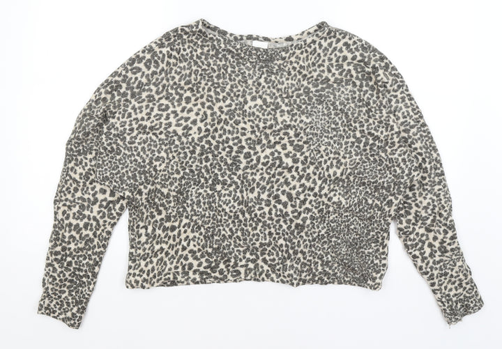 H&M Womens Beige Animal Print Pullover Jumper Size XS
