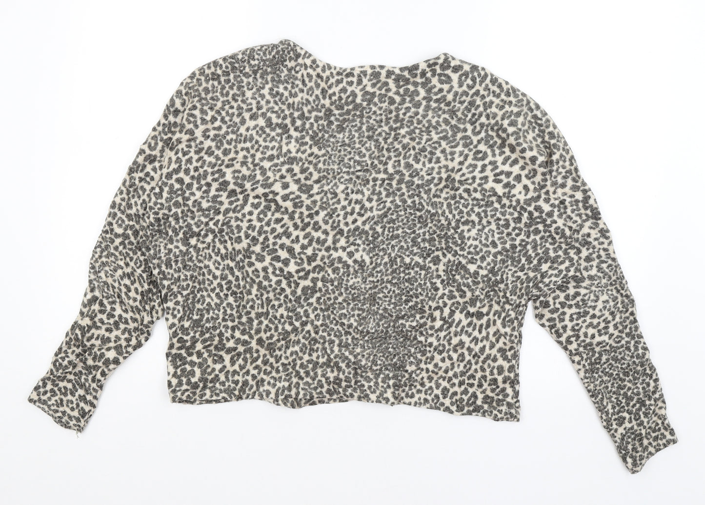H&M Womens Beige Animal Print  Pullover Jumper Size XS