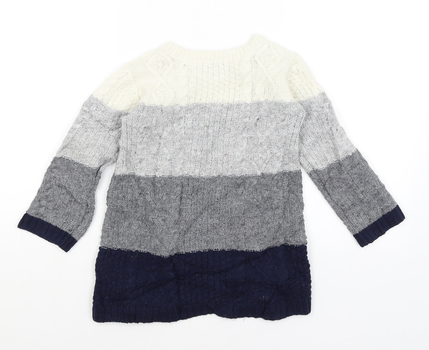 Mayoral Jeans Girls Grey Striped  Jumper Dress  Size 4 Years