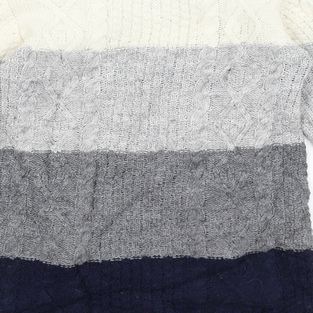 Mayoral Jeans Girls Grey Striped  Jumper Dress  Size 4 Years