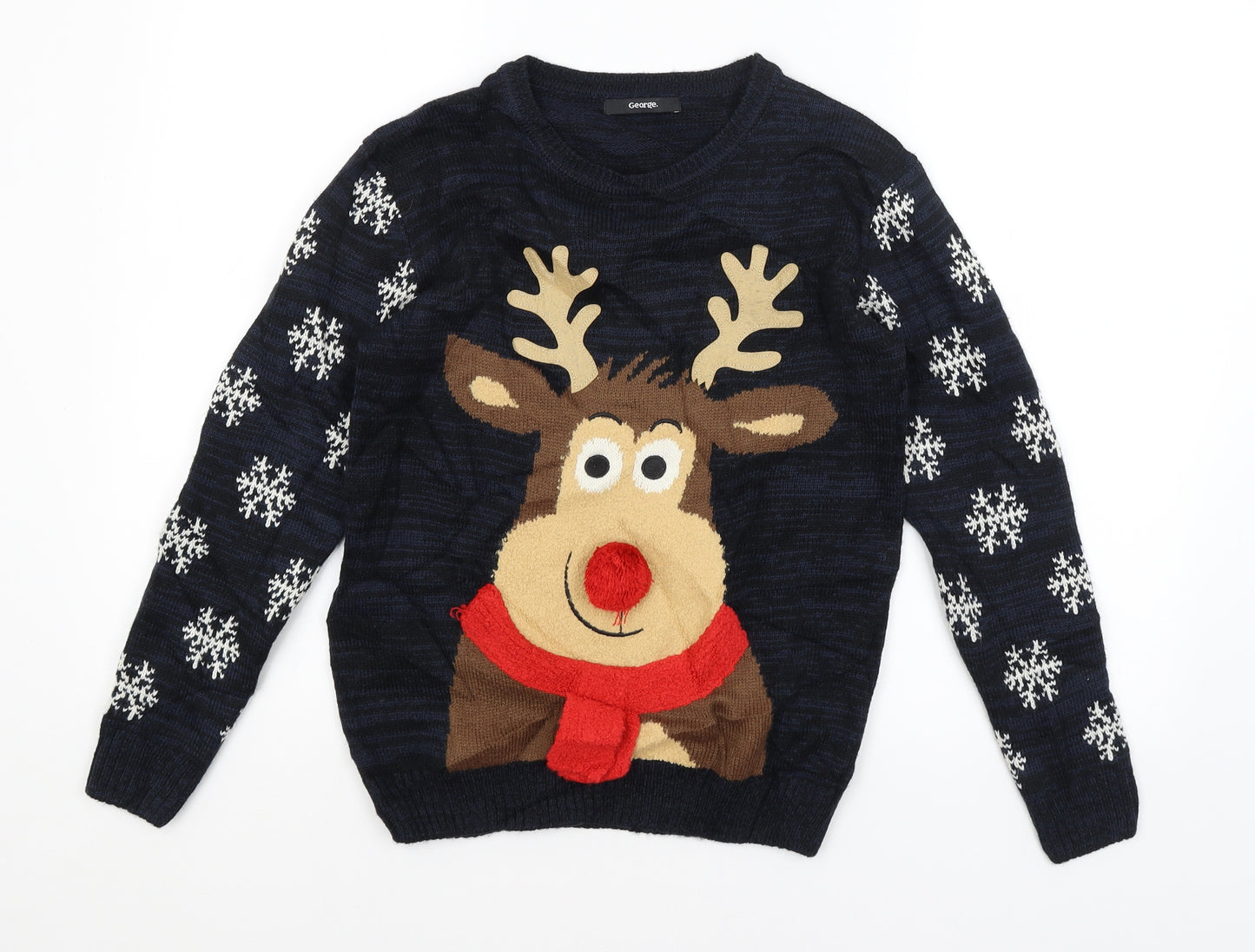 George Boys Blue   Pullover Jumper Size 10-11 Years  - Rudolph