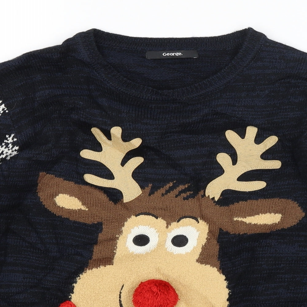 George Boys Blue   Pullover Jumper Size 10-11 Years  - Rudolph