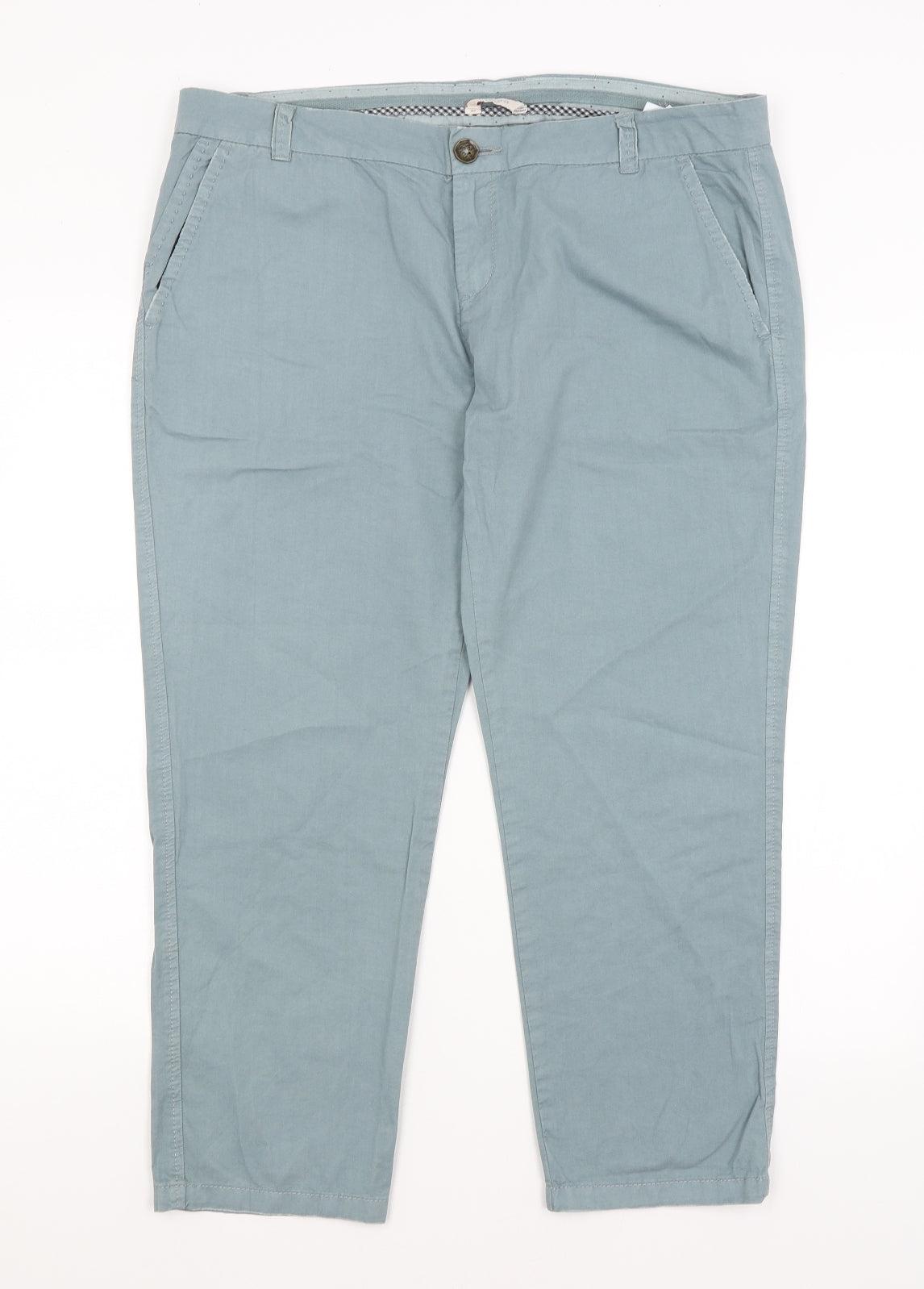 M&S Womens Blue   Chino Trousers Size 16 L25 in