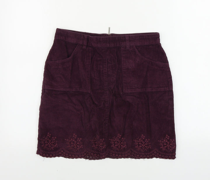 Falmer Heritage Womens Purple Floral Corduroy A-Line Skirt Size 28 in