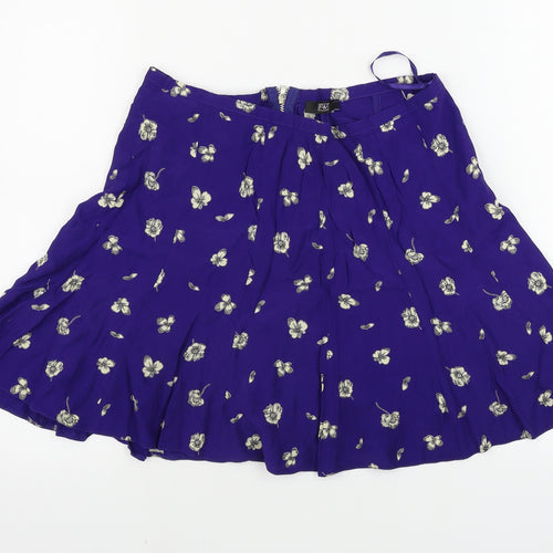 F&F  Womens Purple Floral  A-Line Skirt Size 26 in