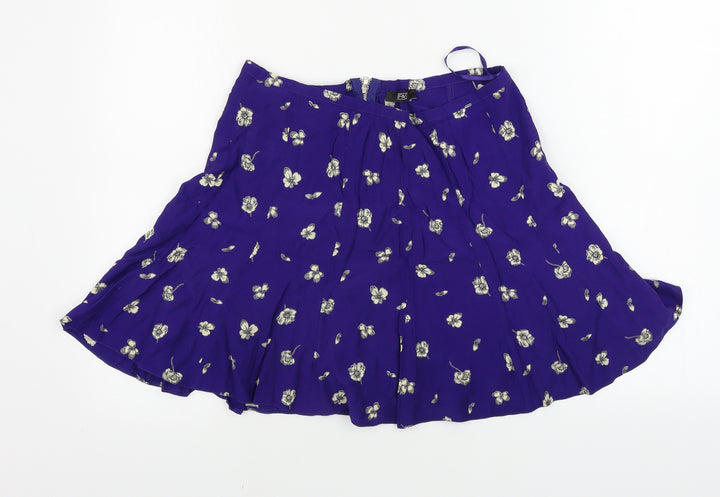 F&F Womens Purple Floral A-Line Skirt Size 26 in