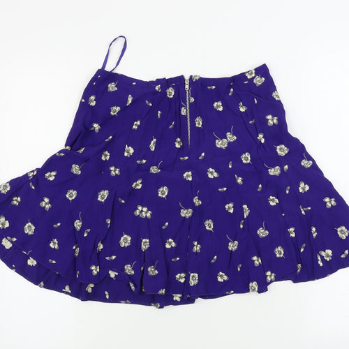 F&F  Womens Purple Floral  A-Line Skirt Size 26 in