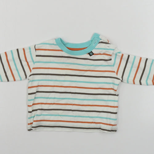 George  Boys Beige Striped  Basic T-Shirt Size 3-6 Months