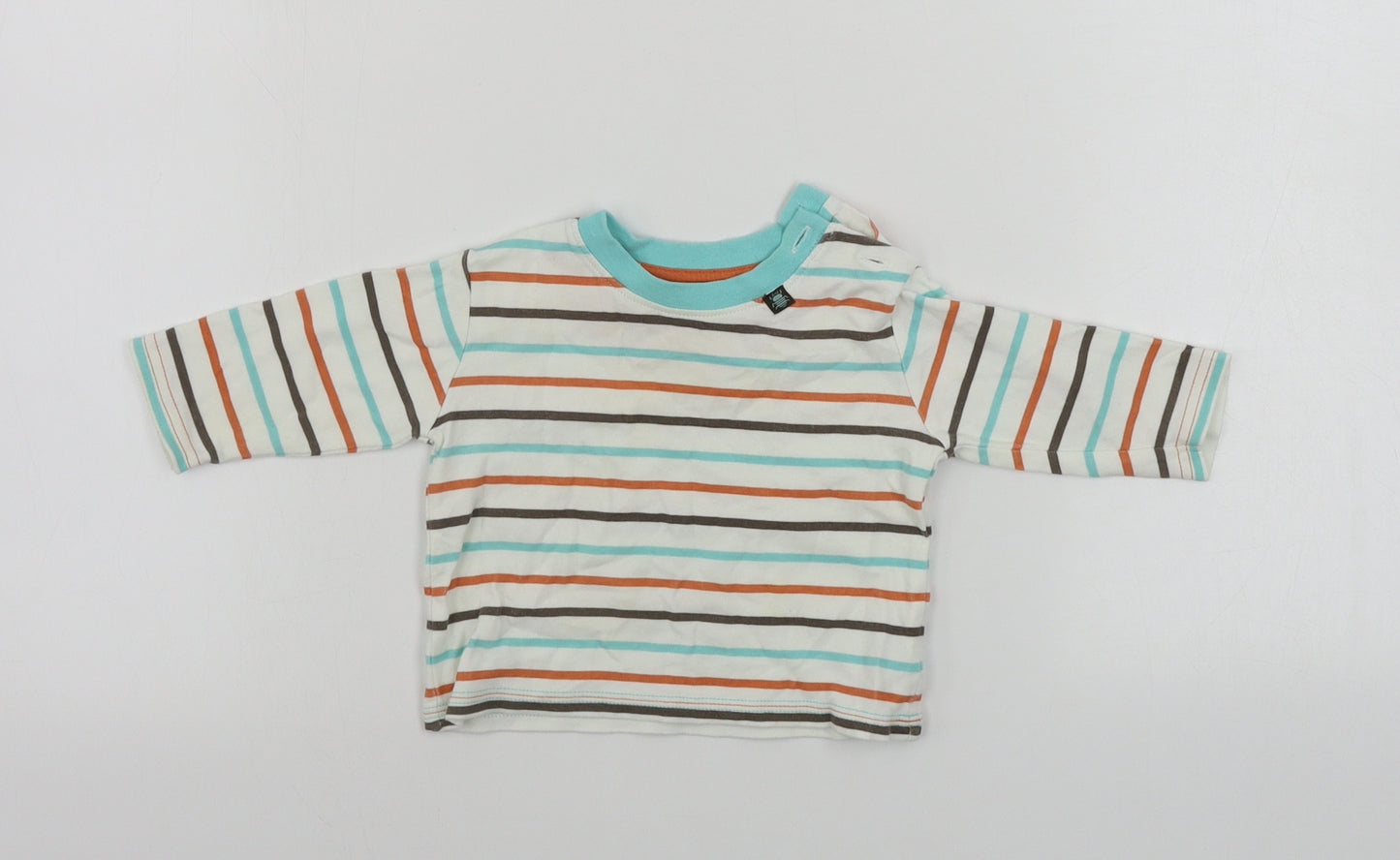 George  Boys Beige Striped  Basic T-Shirt Size 3-6 Months
