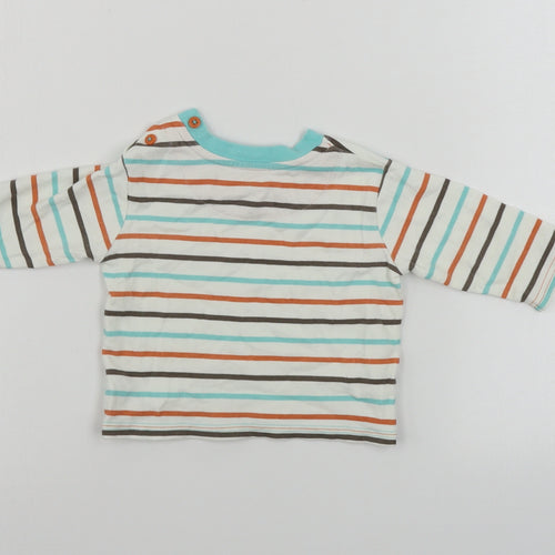 George  Boys Beige Striped  Basic T-Shirt Size 3-6 Months