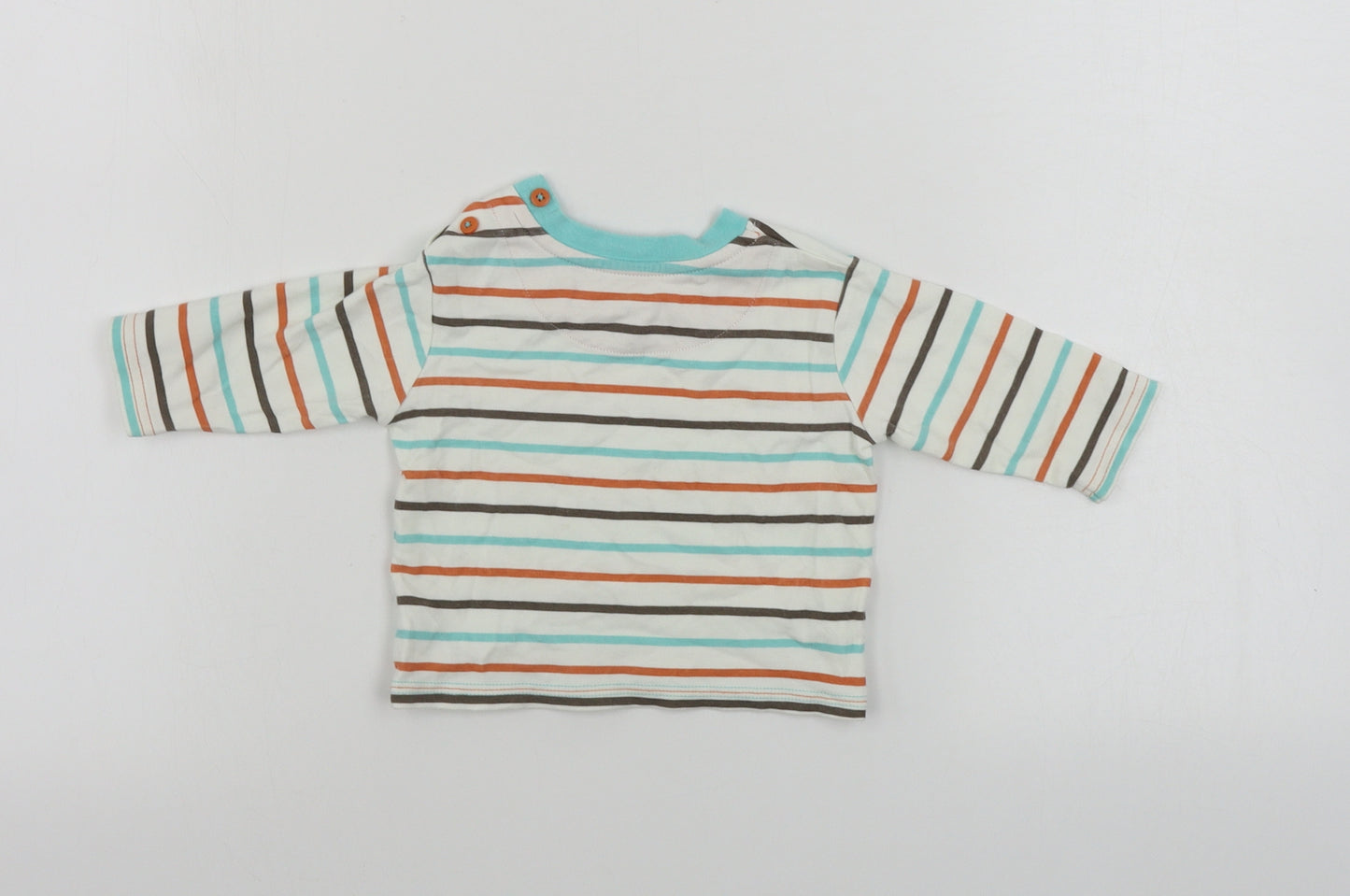 George  Boys Beige Striped  Basic T-Shirt Size 3-6 Months