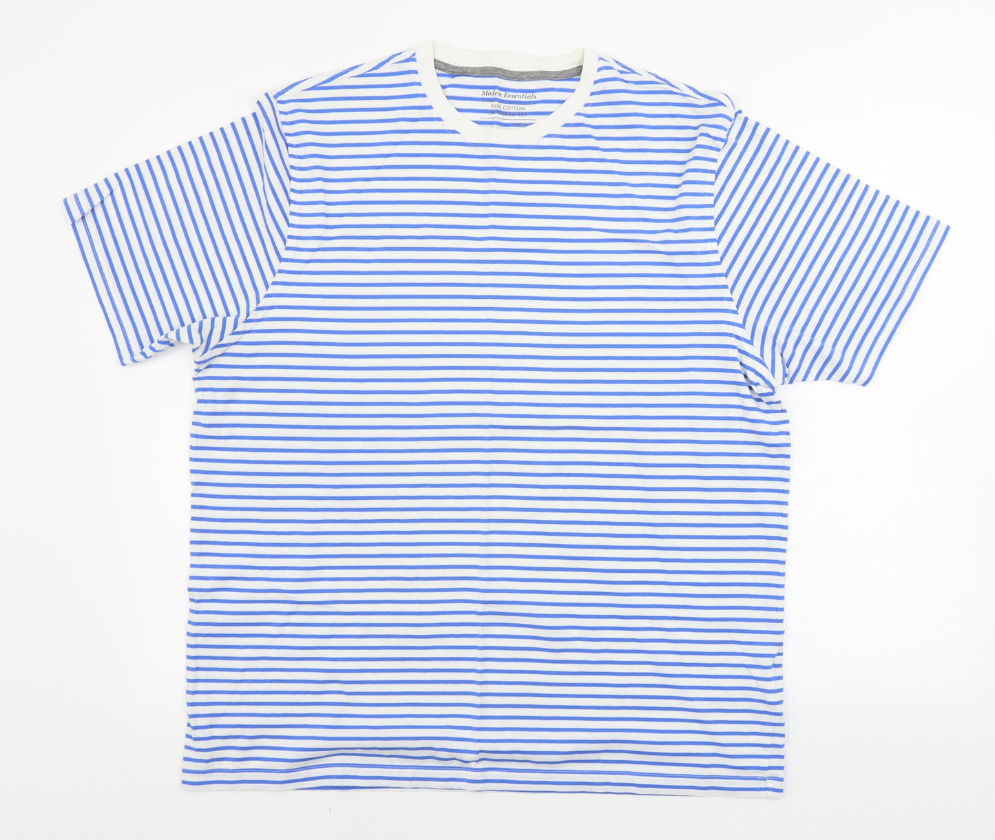 Marks and Spencer  Mens White Striped   T-Shirt Size L