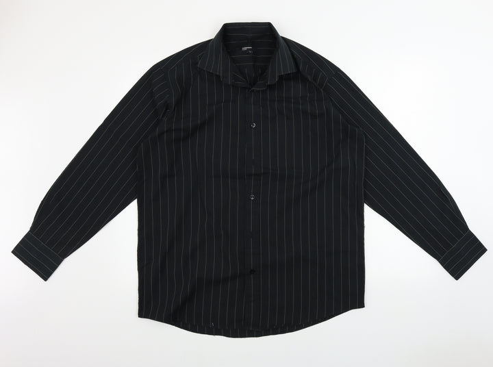 Cedar Wood State  Mens Black Striped   Button-Up Size 15