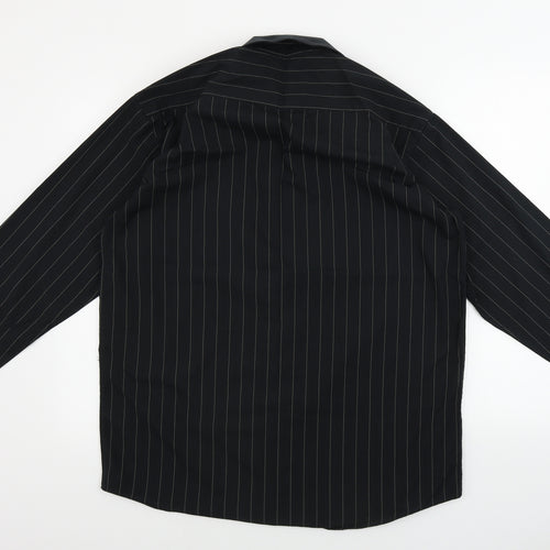 Cedar Wood State  Mens Black Striped   Button-Up Size 15