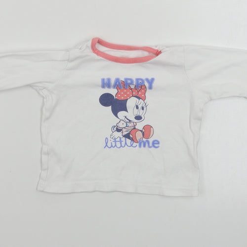 George  Girls White   Basic T-Shirt Size 12-18 Months  - Mickey mouse