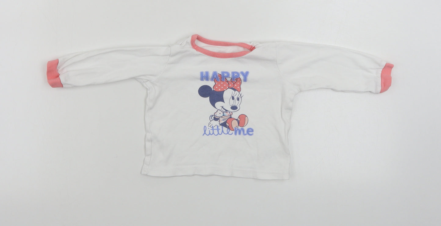 George  Girls White   Basic T-Shirt Size 12-18 Months  - Mickey mouse