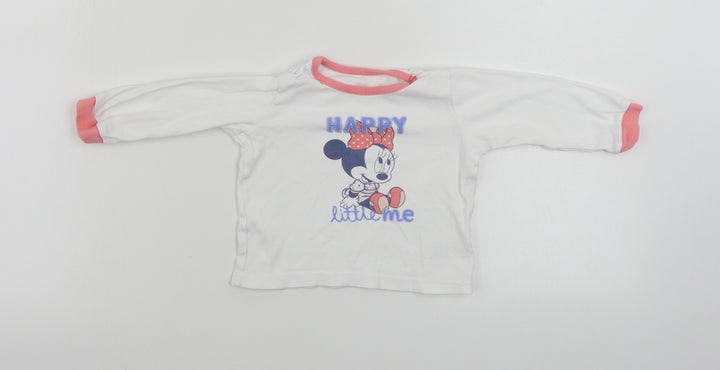 George  Girls White   Basic T-Shirt Size 12-18 Months  - Mickey mouse