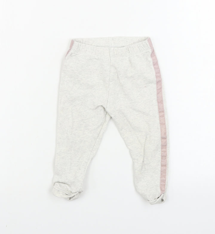 F&F Girls Beige Sweatpants Trousers Size 9-12 Months