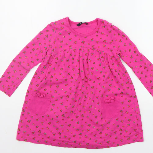 George Girls Pink Floral  T-Shirt Dress  Size 2-3 Years