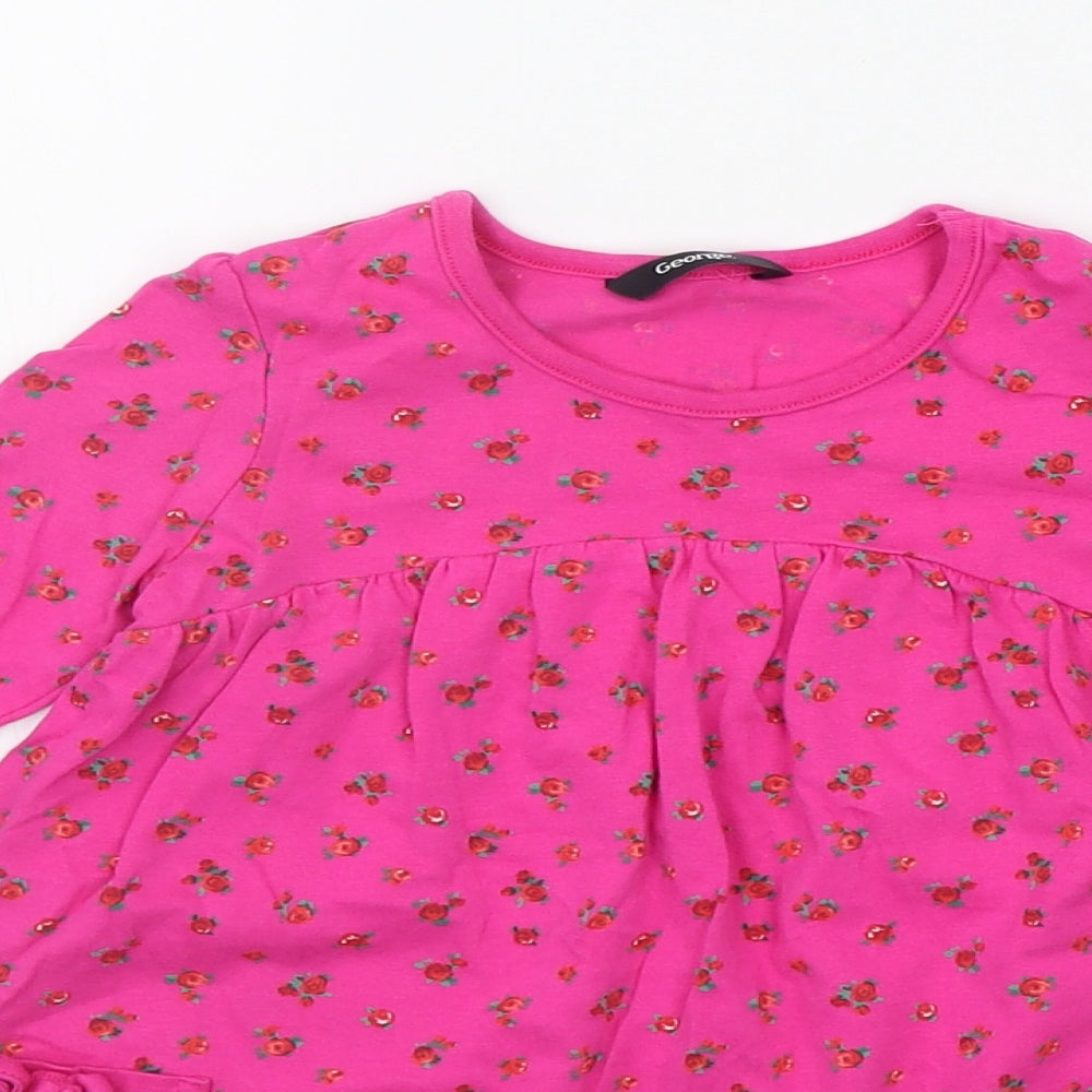 George Girls Pink Floral  T-Shirt Dress  Size 2-3 Years