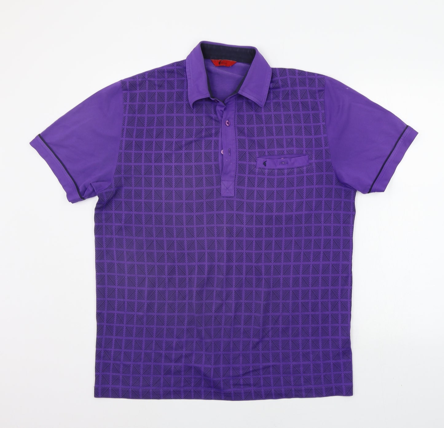 Gabicci Mens Purple Geometric   Polo Size M