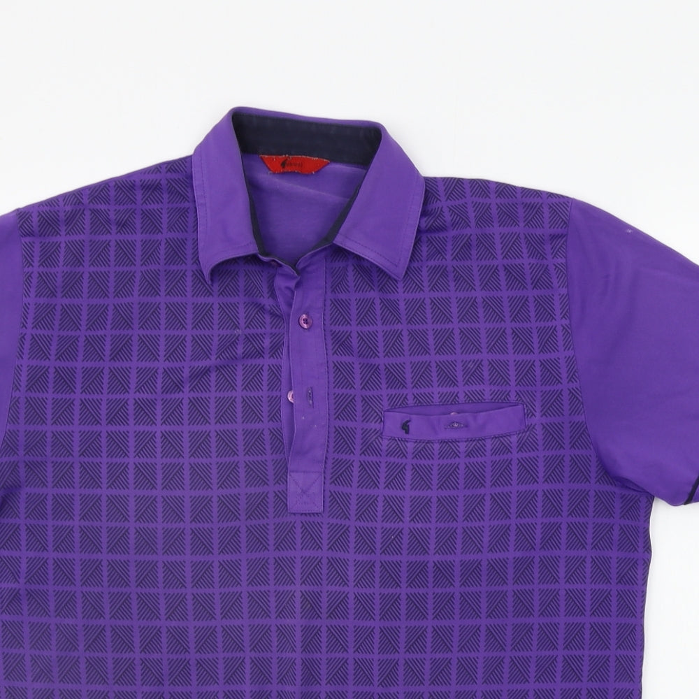 Gabicci Mens Purple Geometric   Polo Size M