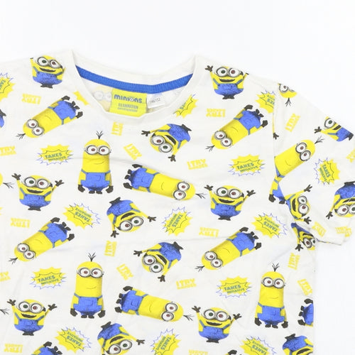 Minions Boys White Geometric  Basic T-Shirt Size 11-12 Years  - minions