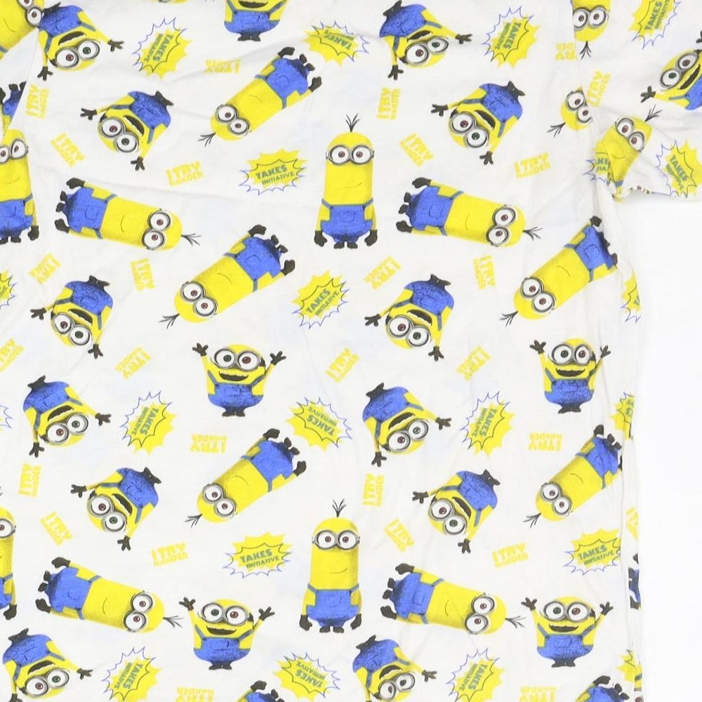 Minions Boys White Geometric  Basic T-Shirt Size 11-12 Years  - minions