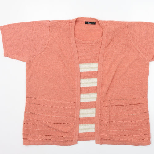 bm Collection Womens Orange Striped  Pullover Jumper Size XL