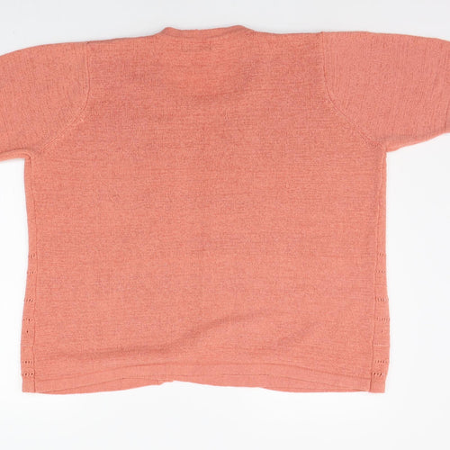 bm Collection Womens Orange Striped  Pullover Jumper Size XL