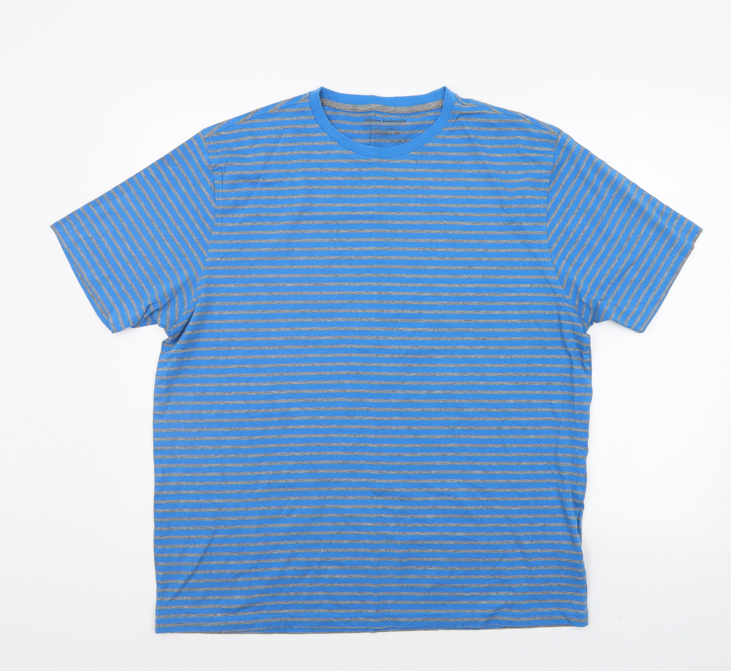 Marks and Spencer Mens Blue Striped   T-Shirt Size L