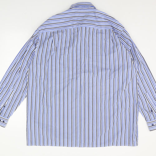 Olymp Mens Blue Striped   Button-Up Size 17