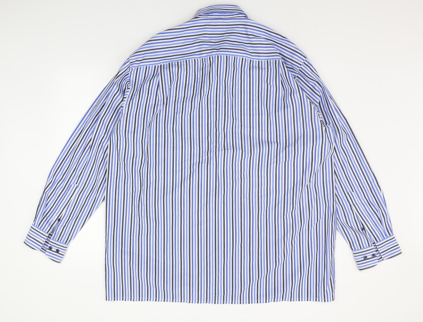 Olymp Mens Blue Striped   Button-Up Size 17