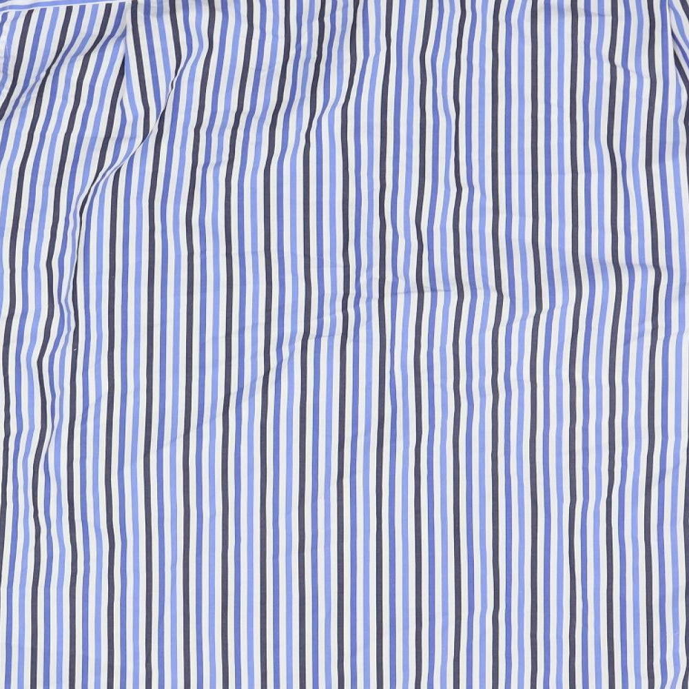Olymp Mens Blue Striped   Button-Up Size 17
