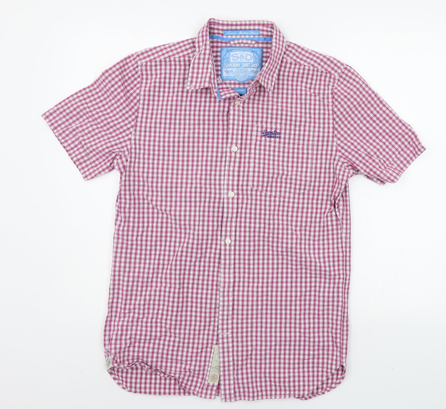 Superdry Mens Pink Check   Button-Up Size M