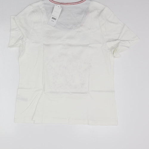 BONMARCHE Womens White Geometric  Top Pyjama Top Size 12