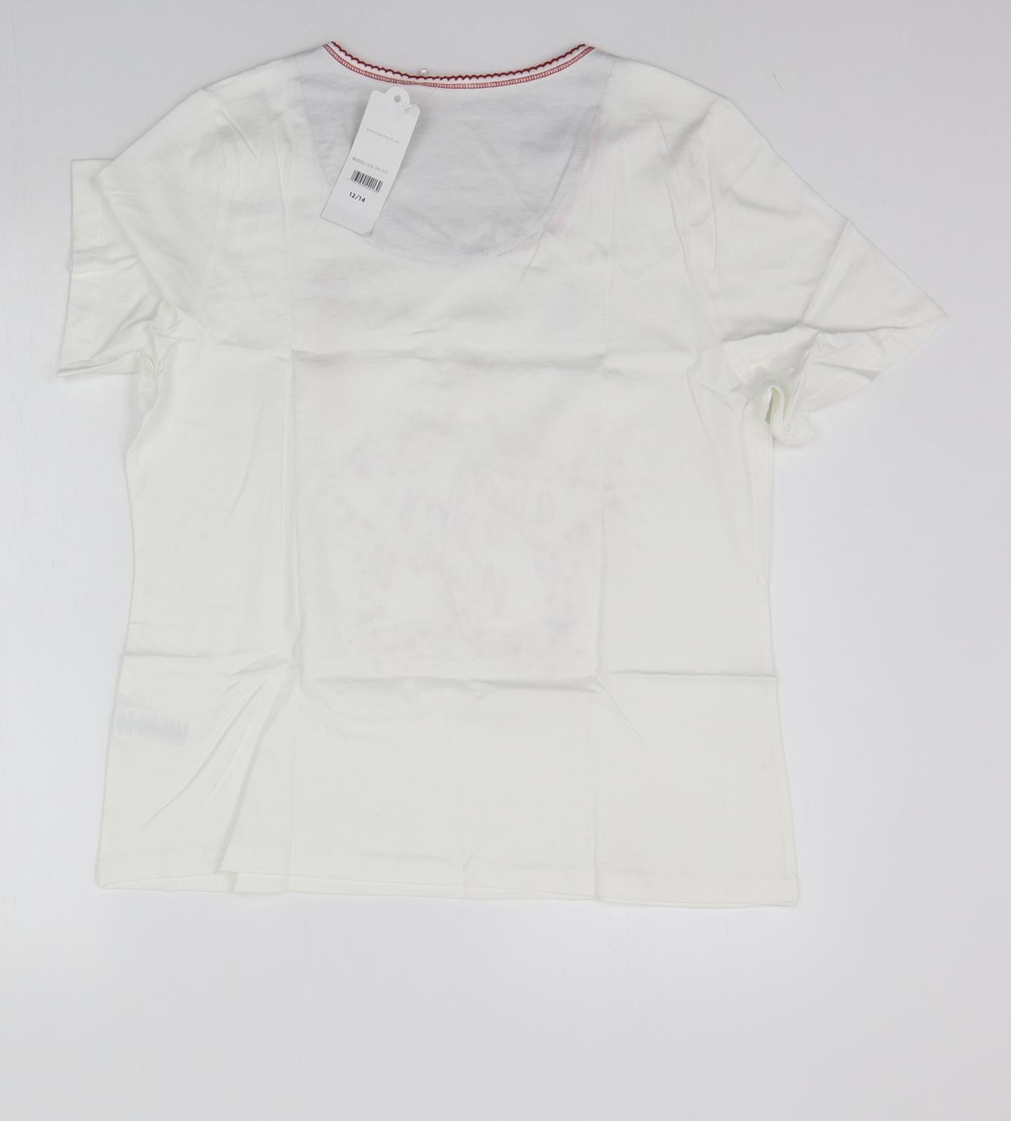BONMARCHE Womens White Geometric  Top Pyjama Top Size 12
