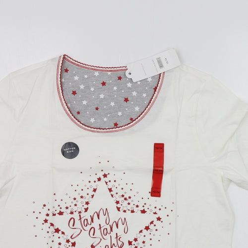 BONMARCHE Womens White Geometric  Top Pyjama Top Size 12