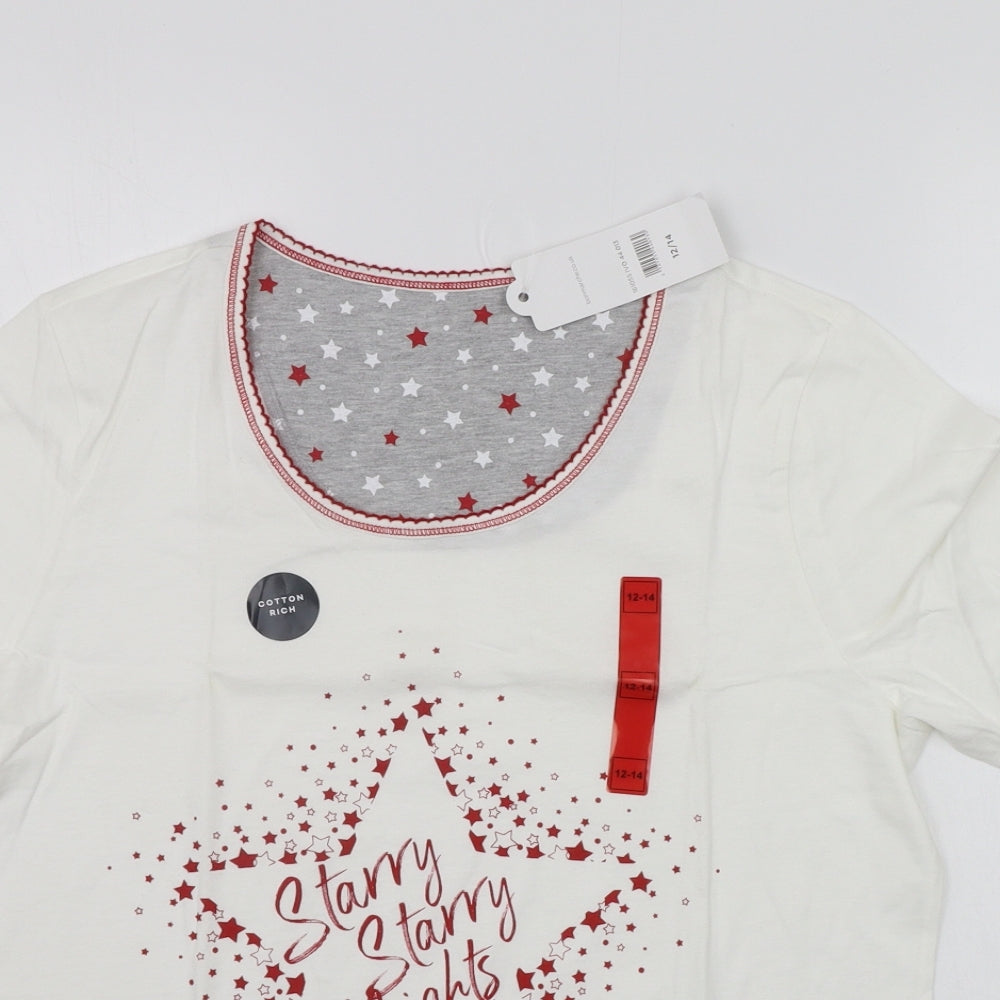 BONMARCHE Womens White Geometric  Top Pyjama Top Size 12
