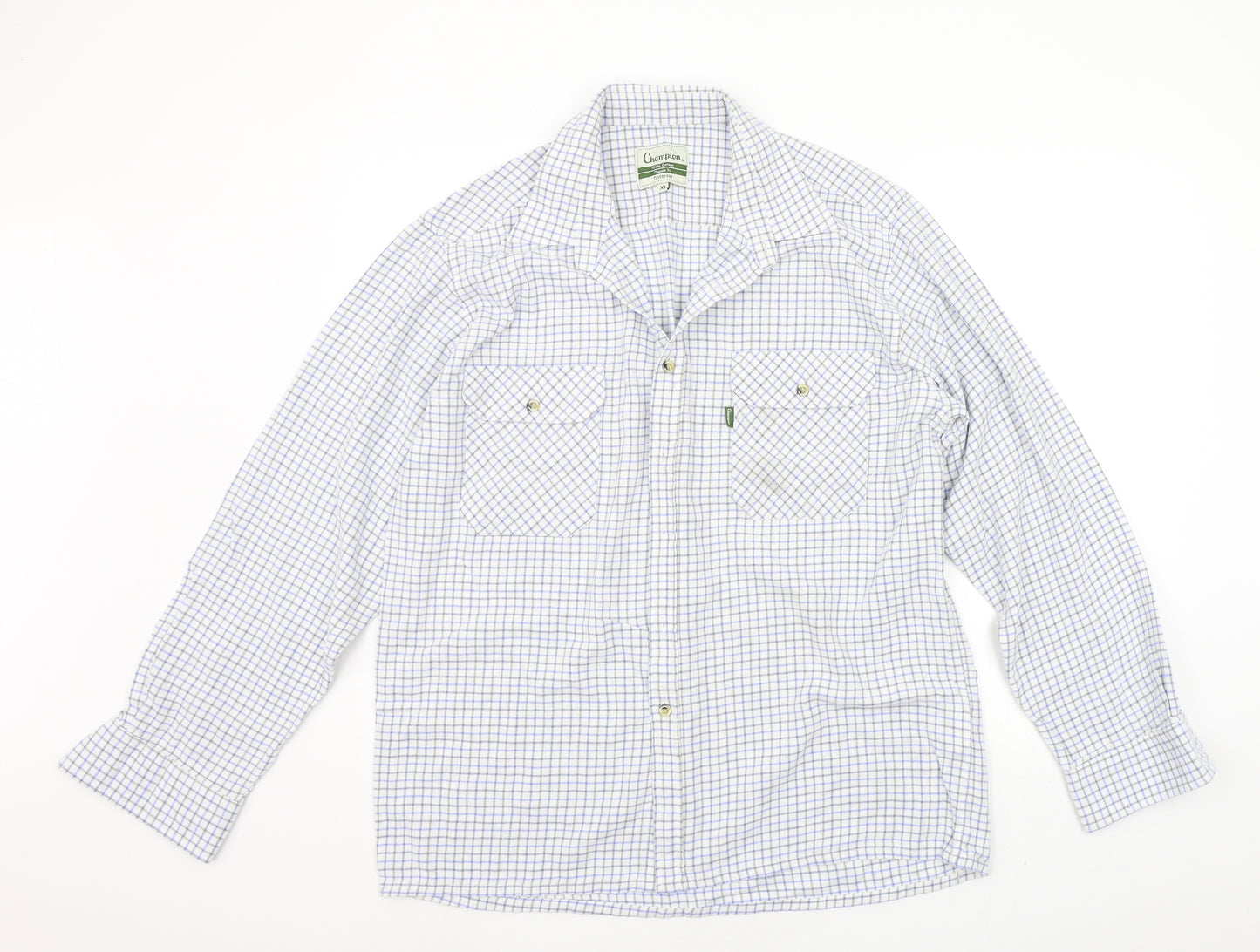 Champion Mens White Check   Button-Up Size XL